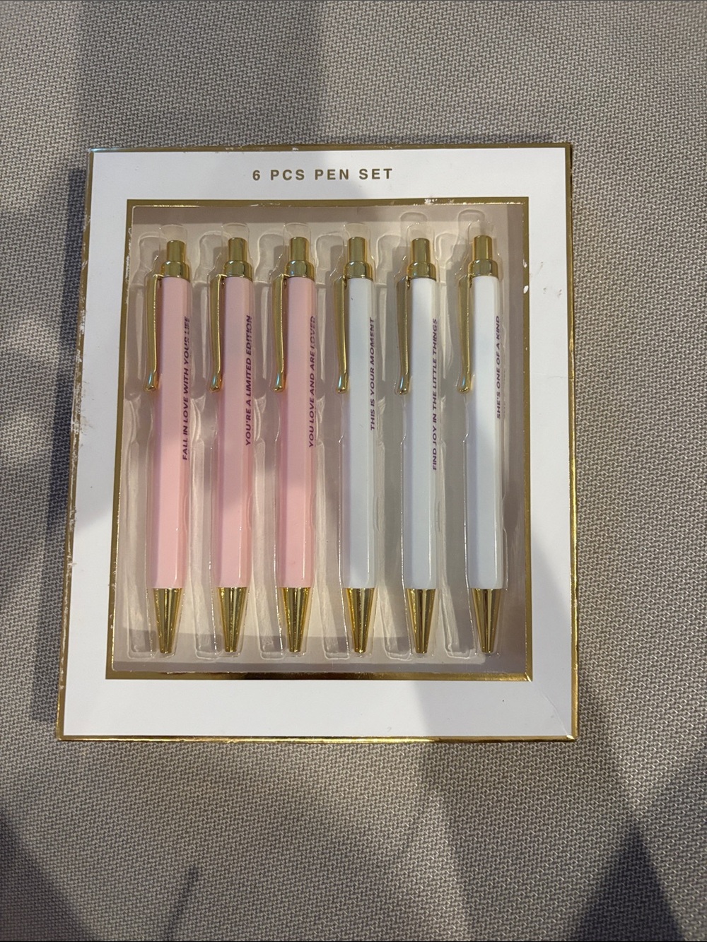 6-Piece Pink & White Gold-Tip Pen Set